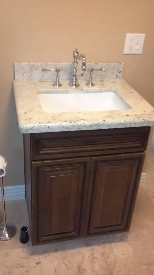 Finished bathroom vanity for Water Line Repair in Spring Creek